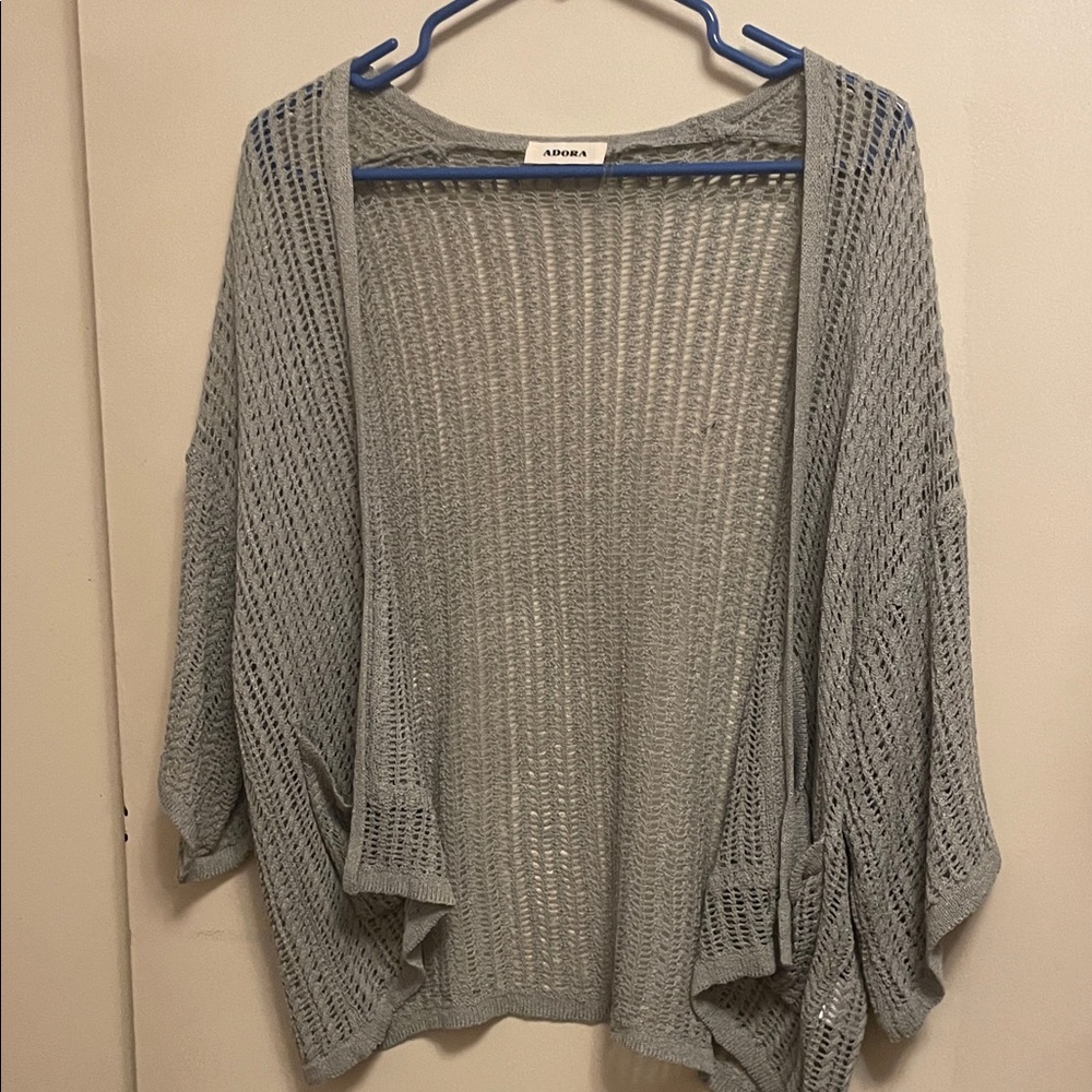 ADORA Light Gray Open Knit Cardigan